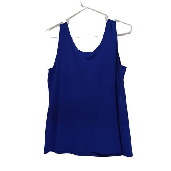 Chico's Tank Size 2 Women Pullover Top Blue Stretch Round Neck Sleeveless Large - Picture 2 of 5